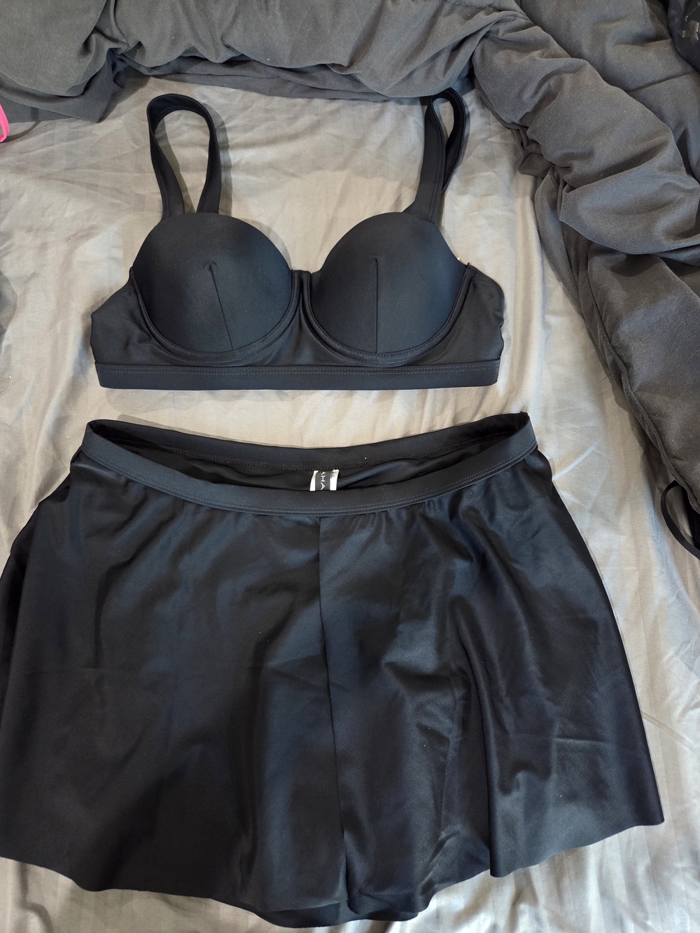 Tahari Black Padded Swim Bra with Skirted Bottoms